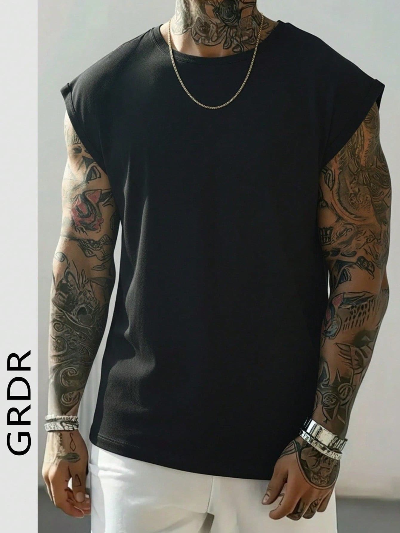 Áo tank top nam GRDR mùa hè không tay cổ tròn kiểu dáng thường ngày