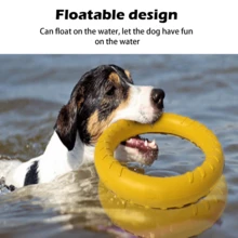 XL Large Indestructible Dog Toys, Dog Chew Toys For Aggressive Chewers,Flying Discs For Medium/Large Breeds. Floating Dog Ring Toys For Throwing, Catching, Grabbing. (12 Inch) - XL 大號 黃色 - 查看 5