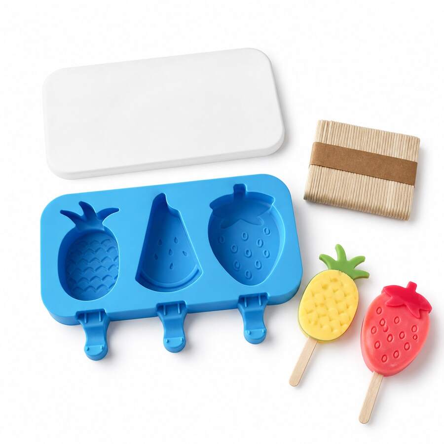 1pc 8-Cavity Double Heart Popsicle Mold Set With 50 Wooden Sticks, Silicone Molds For Homemade Ice Pops, Cake Pop Mold, Cake Pop Molds, Chocolate, Mini Cakes & Cheese Sticks, Reusable Kitchen Tool For Summer Treats, Freezer/Oven/Steamer Use (-40°C To 240°C), Easy Release Dessert Maker, Cute Kitchen Essentials With Popsicle Stick & Popsicle Sticks For DIY Snacks And Gifts - Bộ khuôn 8 ngăn kèm 50 que gỗ - Xem 1