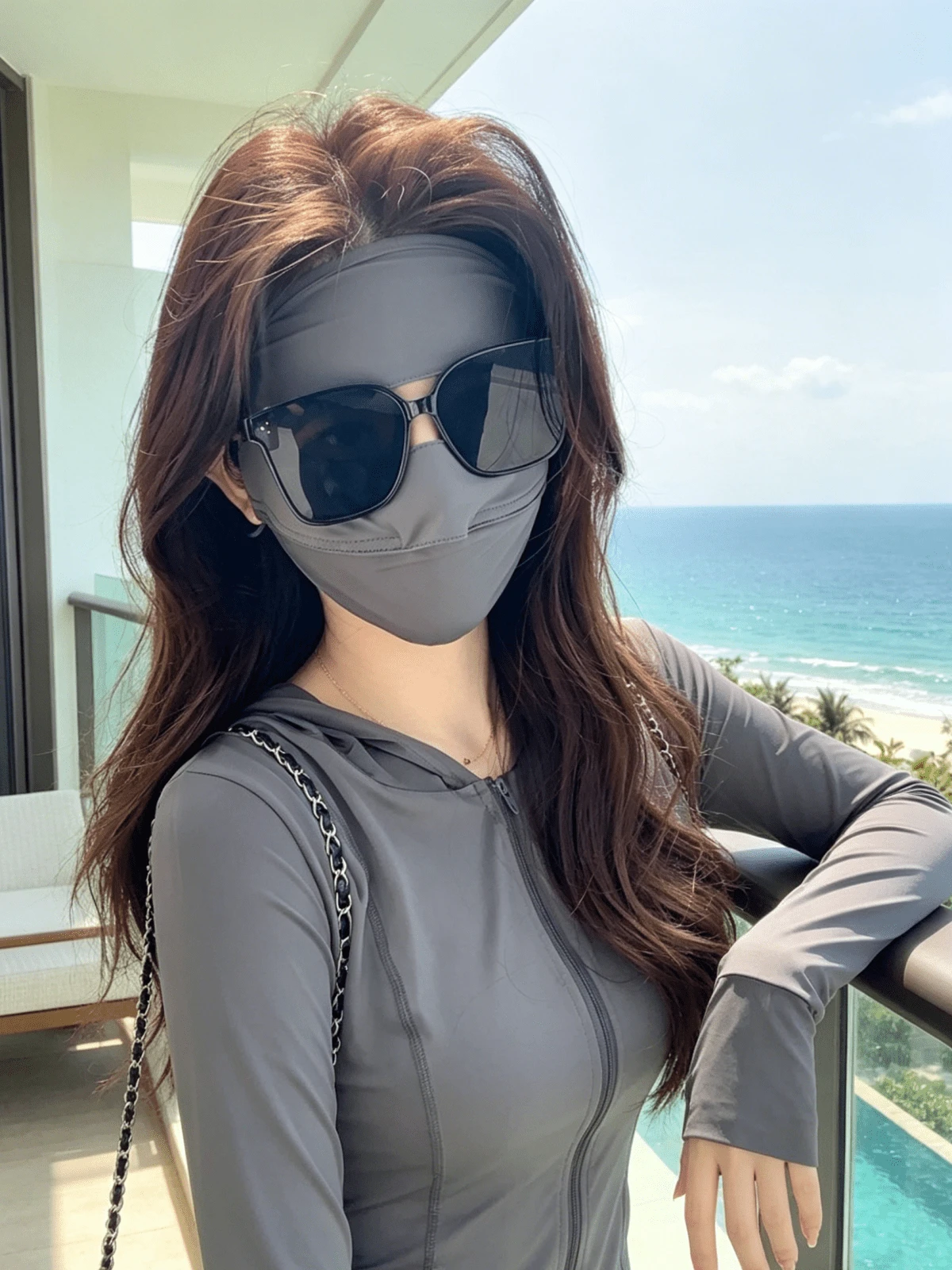 1pc Women's Summer Ice Silk Full Face Sun Protection Mask, Breathable & Comfortable, Suitable For Driving, Vacation, Commuting, Travel, Outdoor & BeachSun Protection Essentials In Summer - Summer Facekini - View 1