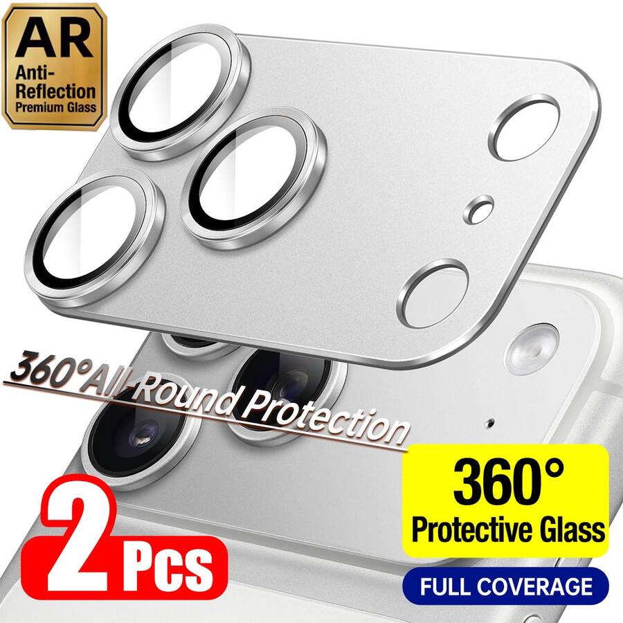 CASECOPS 2pcs Camera Lens Protector Film, Silver (Original Color), High Definition Quality, Anti-Drop Anti-Scratch, Suitable For IPhone 17 Pro/17 Pro Max - Silver - View 1