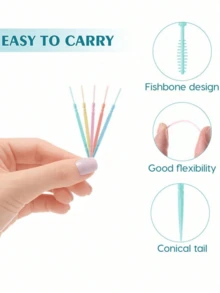200pcs Boxed Toothpicks, Portable Ultra-Fine Double-Headed Toothpick Brush, Plastic Toothpicks, Dental Interdental Brush, Oral Care Toothpicks, Random Packaging - Multicolor - View 6
