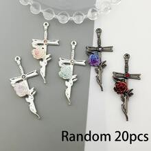 10/20pcs Vintage Dark Style Zinc Alloy Cross Pendant With Ombre Rose Pattern, Suitable For DIY Jewelry Making, Necklace, Bracelet, Earring, Bag Chain, Keychain, Zipper Decor, Great Gift Choice - Multicolor - View 8