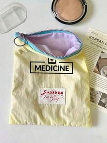 「Medicine」圖案印花便攜藥袋 藥丸收納包 急救包 化妝包 零錢包，適合日常使用/戶外/旅行，便於攜行收納，可用於化妝品、手機及其他小物品整理，旅行必備，聖誕禮物，個性化禮物袋，小禮物交換，房間裝飾 - 彩色 - 查看 7