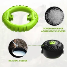 Dog Toys For Aggressive Chewers Large Medium Breed, Indestructible Squeaky Dog Chew Toys, Tough Nylon Rubber Interactive Dog Toys To Keep Them Busy - 草綠色 - 查看 5