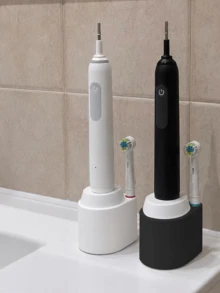 1/2 Set Electric Toothbrush Wall Mount Charging Storage Rack, With Hidden Cable Management And Brush Head Holder, Bathroom Toothbrush Holder, Plug-In Wall Charging Station, Keeps Your Sink Neat And Organized - Multicolor - View 2