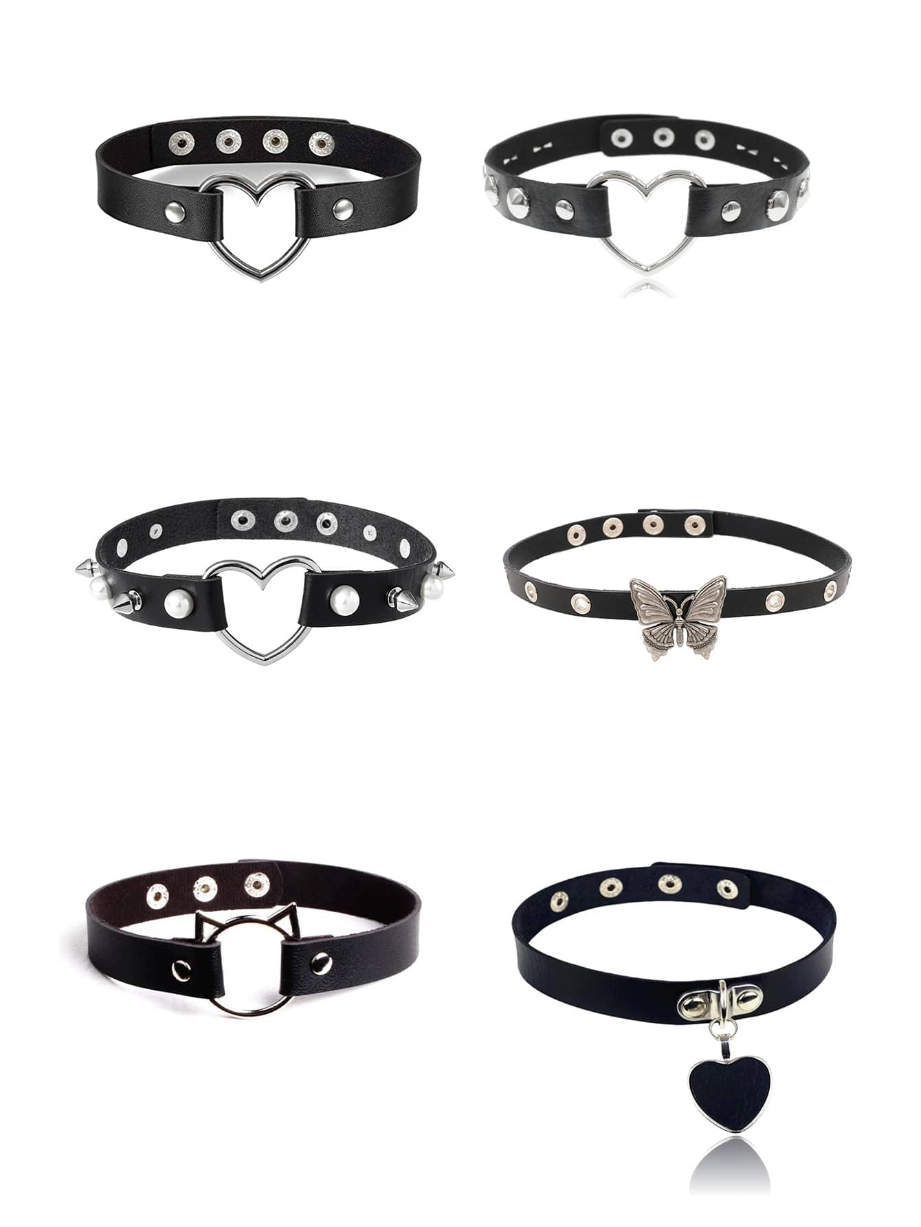 Dây chuyền choker da thời trang nam nữ cá tính, phong cách Punk Goth Metal, đính gai nhọn, mắt xích. - màu đen - Xem 1