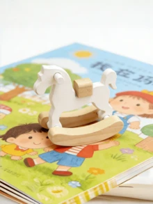 Mini Wooden Rocking Horse Decor, Natural Wood Grain Horse Desktop Ornament, Minimalist Fresh Small Wooden Horse Desk Decoration, Photo Prop, Creative Small Gift, DIY Crafting - Trojan Horse - View 4