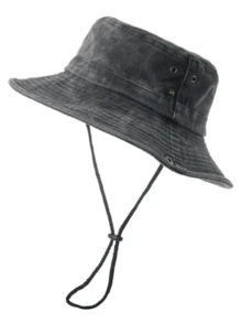 1pc Vintage Washed Fisherman Hat, Summer Sun Hat, Outdoor Fashion Face-Flattering Hat, Suitable For Outdoor Daily Use - Black - View 7