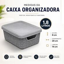 Kit Of 2 Organizer Boxes With Lid 1.8 Liters  Utilities Durable Plastic Stackable Exclusive Texture Multipurpose - màu đen - Xem 5