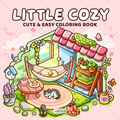 LITTLE COZY Coloring Book For Adults & Kids, Bold & Easy, Minimalist Large Designs To Help You Relax, Includes Cute Drawing Book Comfortable Patterns (Bold & Easy To Color), Mother's Day Gift, Back To School Supplies