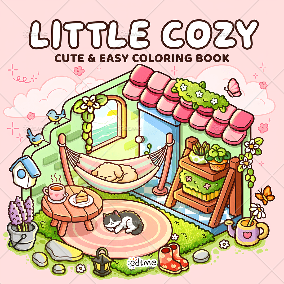 LITTLE COZY Coloring Book For Adults & Kids, Bold & Easy, Minimalist Large Designs To Help You Relax, Includes Cute Drawing Book Comfortable Patterns (Bold & Easy To Color), Mother's Day Gift, Back To School Supplies