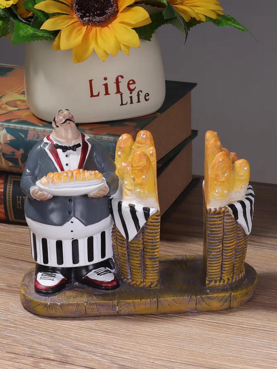 Chef Holding Bread Model, Living Room & Kitchen Decor Ornament, Practical And Artistic - 1PC - View 1