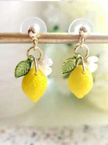Lemon Fruit Style Earrings, Multiple Styles Available, Sweet Daily Accessory For Students - one-size - View 1