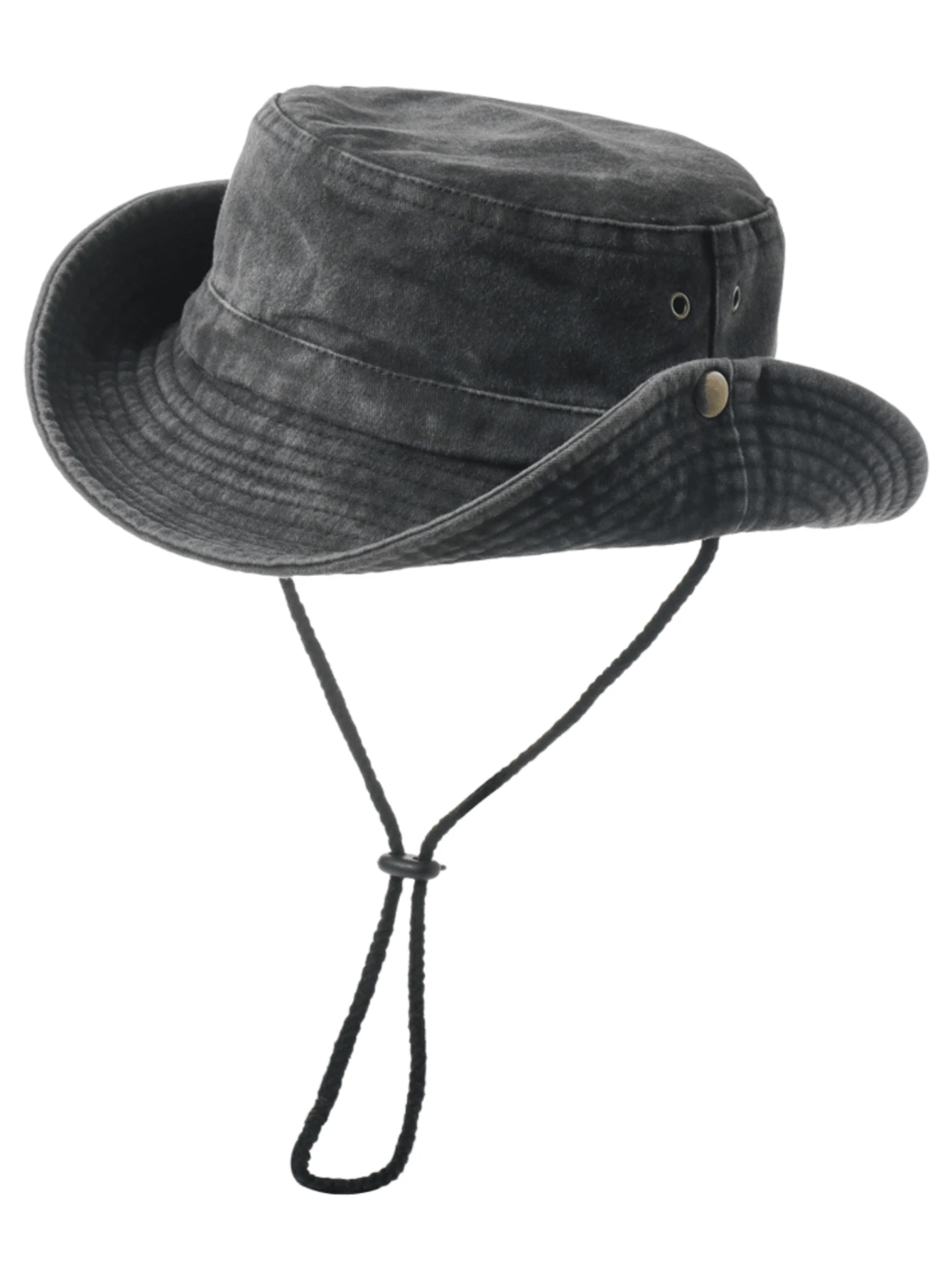 1pc Vintage Washed Fisherman Hat, Summer Sun Hat, Outdoor Fashion Face-Flattering Hat, Suitable For Outdoor Daily Use - Black - View 1