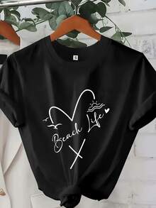 Personalized T-Shirt With Heart Text, Sequin Heart T-Shirt, Custom T-Shirt, Personalized T-Shirt, Gift For Mother, Gift For Teacher's Day - Black - View 6