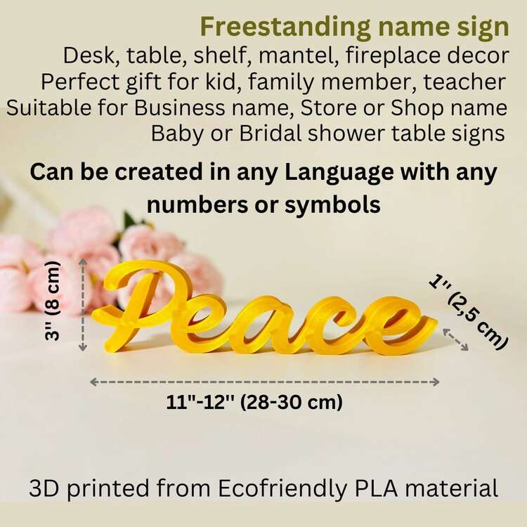 Letrero independiente con nombre personalizado para mesa, nombre personalizado para escritorio, letrero de estantería de guardería con nombre de bebé personalizado para dormitorio de niños, letrero de apellido, letrero independiente, letrero impreso en 3D, letrero con nombre personalizado, decoración de nombre de bebé, letras independientes, letrero de estantería de guardería, letrero de mesa de dulces, regalo de Navidad para niños, regalo de bebé personalizado, letrero de nombre rosa, letrero de dulces 16, regalo de cumpleaños para niña, regalos de 1er cumpleaños. - Etiquetas de identificación impresas en 3D - Añade 3