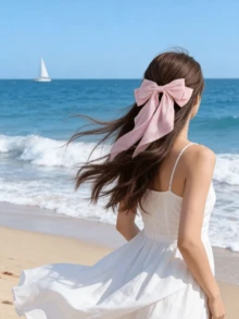 1/4件套女士大蝴蝶结发夹，橙色、蓝色、白色、粉色，丝带蝴蝶结发饰，派对发饰，母亲节时尚，日常派对，缤纷夏威夷海滩风情，旅行，生日 - 彩色 - 查看 6