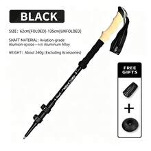 Bâtons de randonnée ultra-légers réglables, bâtons de marche antidérapants avec poignée ergonomique, bâtons de marche en aluminium légers pour hommes et femmes, idéaux pour le camping, le trekking et les sentiers de montagne - Noir - Voir 4
