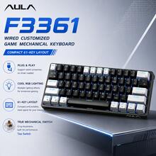 AULA Teclado mecánico compacto del 60% con 61 teclas, intercambiables, retroiluminación RGB, luz lateral, conexión Type-C con cable, ergonómico con doble inyección de teclas, anti-ghosting para juegos y oficina - Ver 10