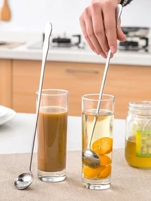1pc Long Handle Spoon, 25cm Stainless Steel Stirring Spoon For Home - Silver - View 6
