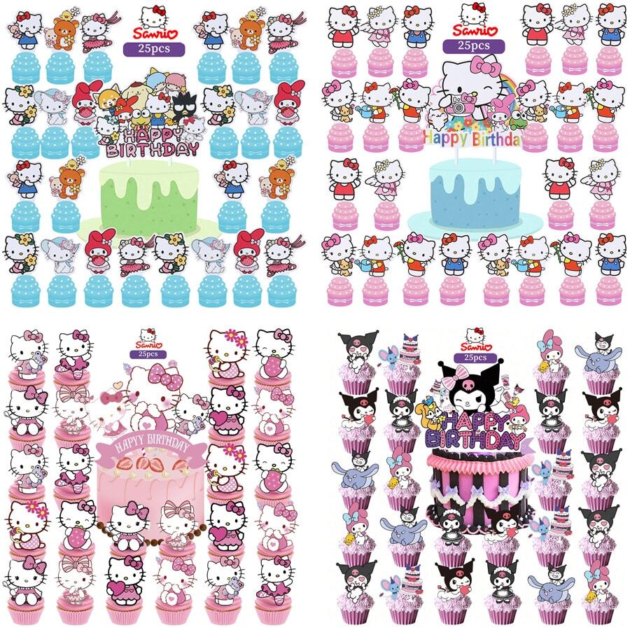 Bộ 25 món trang trí bánh kem chủ đề động vật dễ thương, các loại phụ kiện trang trí bánh cupcake hình nhân vật khác nhau, thích hợp cho trang trí tiệc sinh nhật. - ổ cắm điện hình bánh hoạt hình 2 - Xem 1