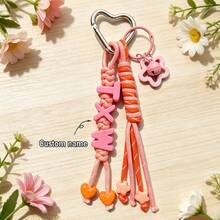 1pc Tassel Heart Bell Custom Bag Charm, Handmade Braided Rope Letter Bead Bag Pendant/Keychain/Phone Charm, Bow, Heart Keychain Christmas Gift. - Woven Ornaments - View 45