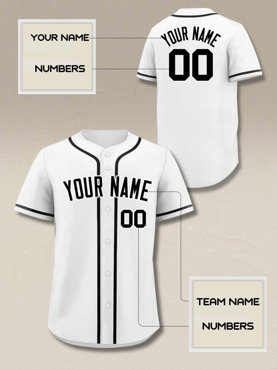 Camiseta de béisbol personalizada con nombre, número y logotipo impresos para hombres deportes