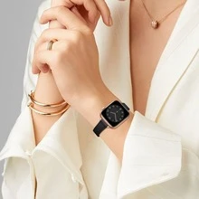 1pc Ultra-Thin Synthetic Leather Watch Band, Compatible With Apple Watch 1/2/3/4/5/6/7/8/9/10/SE/Ultra, Slim Design, Size 38mm 40mm 41mm 42mm 44mm 45mm 49mm - Jet Black - View 6