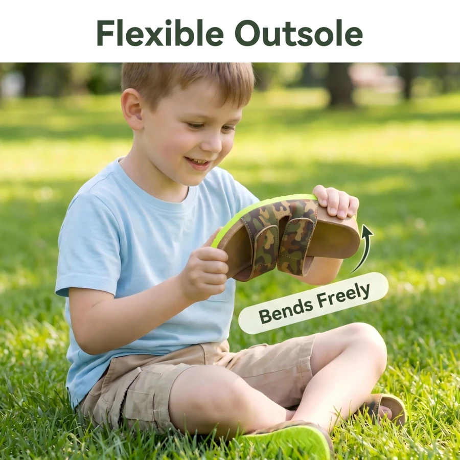 Fashionable Solid-Color Cute Boys' And Girls' Soft-Soled Comfortable Sandals With Hook And Loop Design, Toe-Exposed For Easy On And Off, Summer Beach Sandals