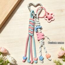1pc Tassel Heart Bell Custom Bag Charm, Handmade Braided Rope Letter Bead Bag Pendant/Keychain/Phone Charm, Bow, Heart Keychain Christmas Gift. - Woven Ornaments - View 42