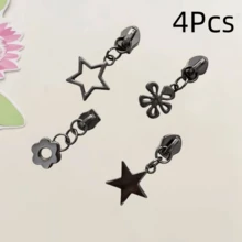4Pcs #5 Zipper Pulls With Gold Chain - Star & Flower Zipper Locks Suitable For Bags, Clothing, Handbags - Nylon Zipper Pulls Suitable For DIY Crafts & Repair - Multicolor - View 15