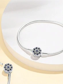 1cp S925 Sterling Silver Popular Starry Sky Series Snake Bone Bracelet Bracelet Jewelry DIY Fashion Jewelry Suitable For Girls' Daily Wear - Silver - View 4