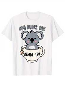 Koala sonriente dentro de una taza de té transmite ternura y humor con un juego de palabras que inspira alegría y energía positiva perfecta para momentos relajados camiseta de mujer casual moderna - Blanco - Ver 8