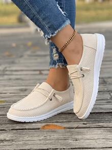 Chic Women's Canvas Slip Ons - Minimalist Casual Shoes With Ankle Strap, Comfortable Errand Shoes For Daily Wear,Women's Slip On Canvas Shoes - Breathable Casual Sneakers For Walking, Lightweight Flat Shoes For Jeans & Dresses,Breathable Flat Shoes For Women - Slip On Walking Shoes In Black/Beige/Grey, Lightweight Summer Sneakers,Women's Lightweight Walking Shoes - Soft Canvas Sneakers With Decorative Straps, Versatile Shoes For Travel & Outfits,For Regular Foot Types, Just Order Your Usual Sneaker Size. - Beige - View 6