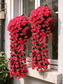 1 giỏ dây leo hoa tử đằng nhân tạo 85cm, thích hợp để treo giỏ hoa, làm vòng hoa giả, bó hoa cưới, trang trí nhà cửa/ngoài trời, quà sinh nhật, quà tốt nghiệp. - Màu Hồng Tươi - Xem 4