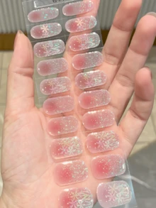 Stiker Kuku Gel Setengah Kering, 20 Buah, Tahan Lama, Kualitas Salon, Stiker Kuku Gel Mudah Dipasang & Dilepas dengan Lampu UV - Berwarna merah muda - View 6