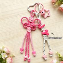 1pc Tassel Heart Bell Custom Bag Charm, Handmade Braided Rope Letter Bead Bag Pendant/Keychain/Phone Charm, Bow, Heart Keychain Christmas Gift. - Woven Ornaments - View 44