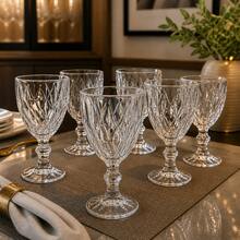 Diamond Crystal Glass Goblet Set, 340ml, 6 Pieces - trắng - Xem 1