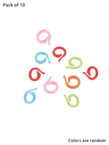 10 piezas Marcadores de punto tejidos de color aleatorio con extremo abierto | Contadores de filas con cierre de coma compatibles con agujas de tejer y ganchillos de crochet | Suministros esenciales para bordado, scrapbooking y todos los niveles de habilidad, desde principiantes hasta creadores avanzados - Hebilla de marcado grande - Ver 7