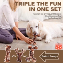 Indestructible Dog Toys For Aggressive Chewers: 3-Pack Bacon Flavored Hard Nylon Dog Chew Toys For Medium & Large Dogs(25-90lbs), Tough Super Chewer Dog Bones Toys To Keep Them Busy, Brown - 3片裝培根(棕色) - 查看 6