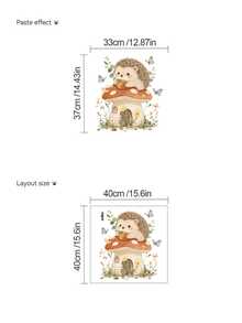 1张蜂蜜熊、刺猬、考拉墙贴，手绘风格动物贴纸，适合儿童房和幼儿园墙面装饰，PVC材质，可移除自粘贴纸 - 彩色 - 查看 12