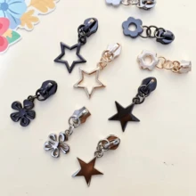 3/4Pcs #5 Zipper Pulls With Gold Chain - Star & Flower Zipper Locks Suitable For Bags, Clothing, Handbags - Nylon Suitable For Zipper Pulls Suitable For DIY Crafts & Repair - Multicolor - View 4