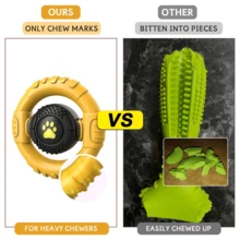 Dog Toys For Aggressive Chewers Large Medium Breed, Indestructible Squeaky Dog Chew Toys, Tough Nylon Rubber Interactive Dog Toys To Keep Them Busy - 黃色 - 查看 6