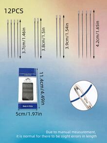 12pcs Side-Opening Self-Threading Sewing Needles, Multi-Size Easy-To-Thread, Practical Household Sewing Tools For Clothing Repair, Hemming, Button Sewing, Fabric DIY, Hand Embroidery And More - Hand Sewing Needle - View 9