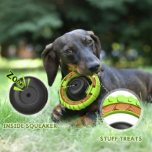 Dog Toys For Aggressive Chewers Large Medium Breed, Indestructible Squeaky Dog Chew Toys, Tough Nylon Rubber Interactive Dog Toys To Keep Them Busy - 草綠色 - 查看 3