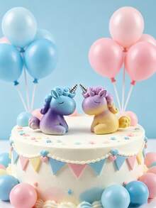 2/1 Gender Reveal Cake Topper - Realistic Mini Decorations | Suitable For Home Decor, Office Desk, Car Interior, Baby Shower, Gender Reveal Party, Cake Decorations And Birthday Celebrations, Party Decorations - Multicolor - View 5
