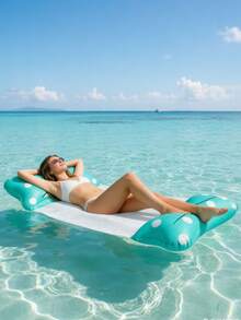 2 piezas/1 pieza Hamaca inflable para piscina con lazo - Hamaca flotante colorida con almohada, respaldo de malla cómodo, ligera y portátil, adecuada para fiestas de piscina de verano, playa y relajación junto al lago - multicolor - Ver 4