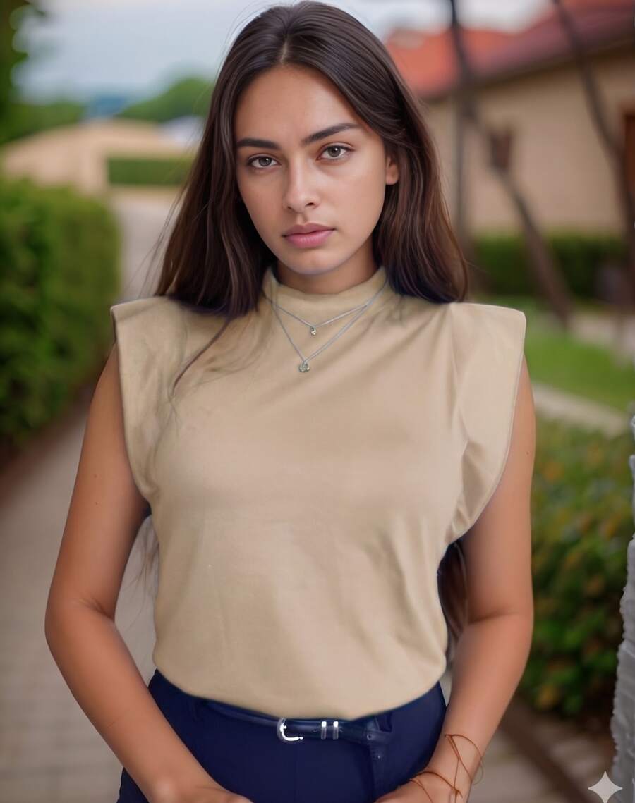 Basic Muscle Tee With Discreet Side Detail. Comfortable And Basic. Beautiful, Stylish, Alternative, And Luxurious. - Krem - View 1