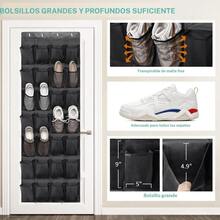 Behind-Door Shoe Hanging Storage Bags - Black 35 Compartments - View 8